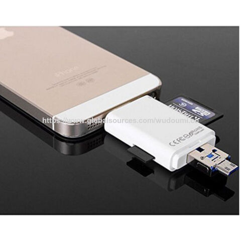 Lector de tarjetas de memoria OTG 3 en 1 para iPhone, iPad, Android, PC, lector de tarjetas TF/SD