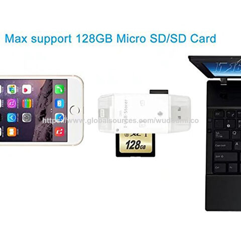 Lector de tarjetas de memoria OTG 3 en 1 para iPhone, iPad, Android, PC, lector de tarjetas TF/SD