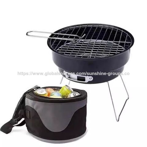 Kleiner Outdoor-Grill, runder Grillrost, zusammenklappbarer und tragbarer Haushaltsgrillofen, Fleischgrillofen