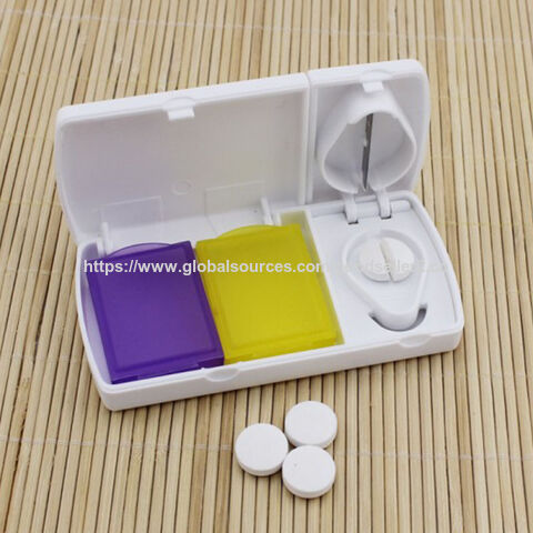 Caja de pastillas cuadrada portátil al por mayor con función de corte: Cortador de pastillas