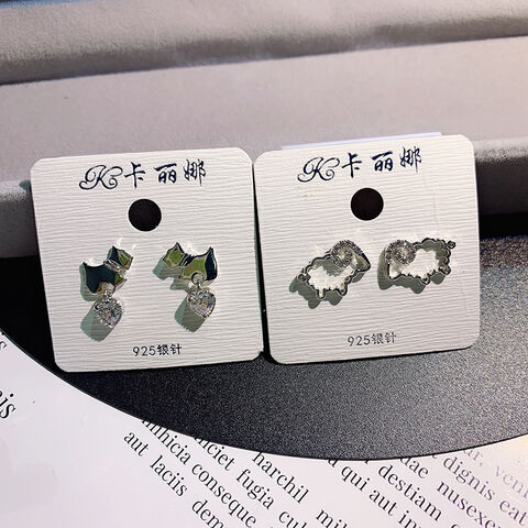 Boucles d'oreilles en alliage incrustées de zircon avec aiguille en argent pour femmes, petites et exquises - Bijoux de mode en gros