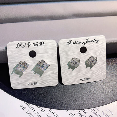 Boucles d'oreilles en alliage incrustées de zircon avec aiguille en argent pour femmes, petites et exquises - Bijoux de mode en gros