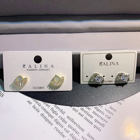Boucles d'oreilles en alliage incrustées de zircon avec aiguille en argent pour femmes, petites et exquises - Bijoux de mode en gros