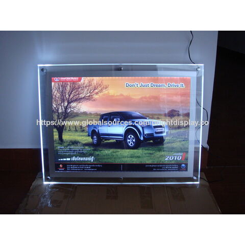Caixa de luz LED de cristal para montagem em parede no atacado, moldura de alumínio, display de quadro de menu de acrílico