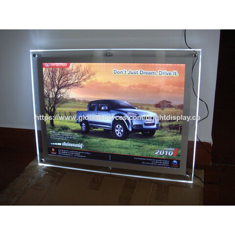 Caixa de luz LED de cristal para montagem em parede no atacado, moldura de alumínio, display de quadro de menu de acrílico