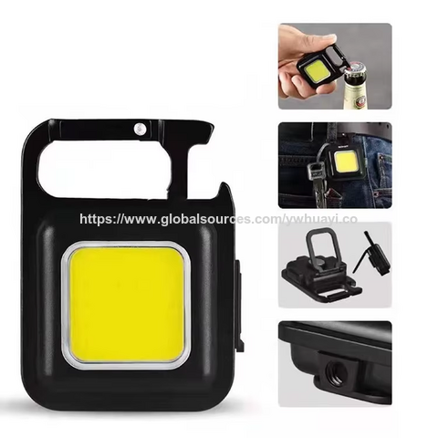 Mini Linterna COB Multifunción 4 Modos, Llavero de Bolsillo, Recargable USB Tipo C, con Imán y Abrebotellas
