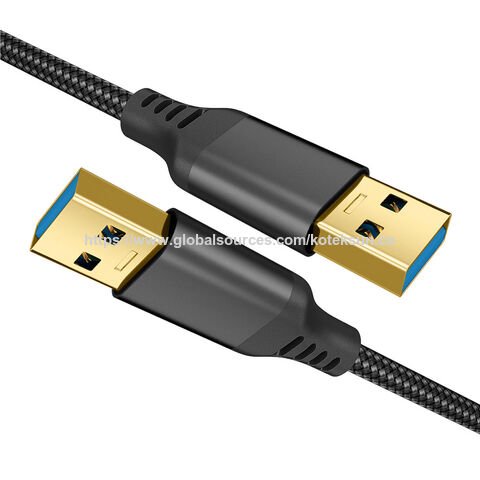 Câble USB 3.0 A vers A à Prix d'Usine, Transfert de Données 5 Gbps, Gaine en PVC avec Tresse et Boîtiers Métalliques pour Refroidisseur de PC Portable HDD SSD, 1 Mètre