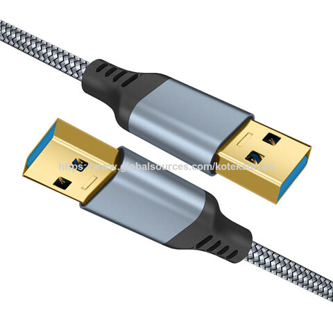 Câble USB 3.0 A vers A à Prix d'Usine, Transfert de Données 5 Gbps, Gaine en PVC avec Tresse et Boîtiers Métalliques pour Refroidisseur de PC Portable HDD SSD, 1 Mètre