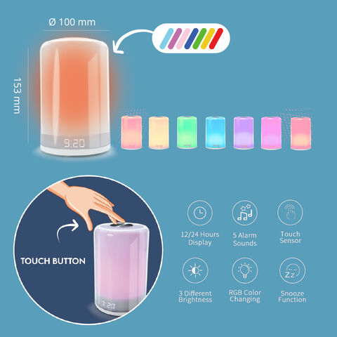 Simulación de Amanecer y Atardecer para Dormitorios Luz Nocturna Cálida Inteligente para Dormir Despertador LED Luz Nocturna Colorida Lámpara de Mesa de Noche