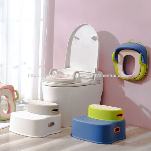 Set combinado de asiento de inodoro y taburete para pies, diseñado para fomentar la autonomía de los bebés en el aprendizaje del uso del baño