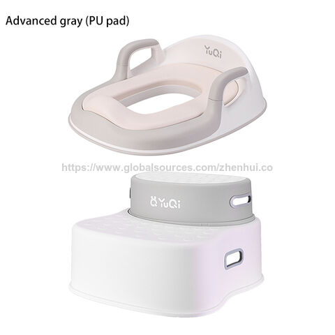 Set combinado de asiento de inodoro y taburete para pies, diseñado para fomentar la autonomía de los bebés en el aprendizaje del uso del baño