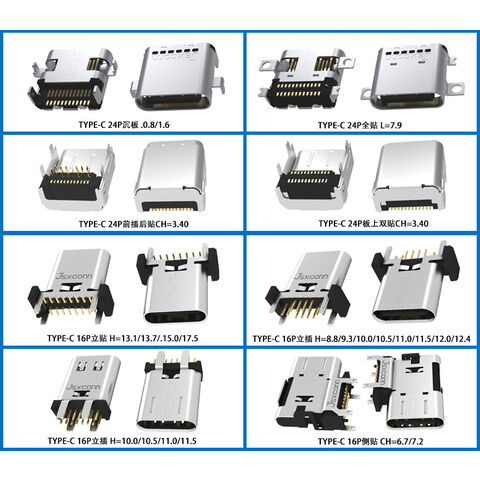 Connecteur mâle USB C 24 broches de haute qualité, attelle de 0,8 mm pour câbles de données à charge rapide, connecteur mâle pour montage sur PCB