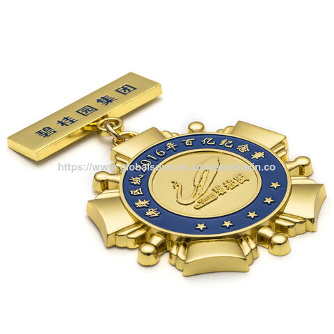 Médaille de sport personnalisée en métal 3D en alliage de zinc vierge et or pour marathon, vente en gros