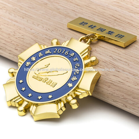 Médaille de sport personnalisée en métal 3D en alliage de zinc vierge et or pour marathon, vente en gros