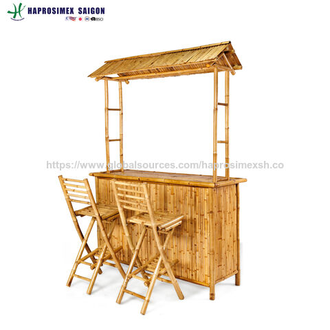 Tumbona Plegable de Bambú con Lona - Silla de Salón para Exterior