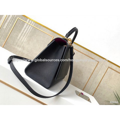 Bolso al por mayor de cuero vacuno negro clásico con correa desmontable para transporte versátil y viajes diarios - Bolsos de lujo