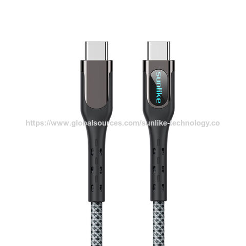 SupplierSunlike Private mould,zinc-alloy plug,braiding cable,charge&sync,PD 100W,OLED screen,USB C to Type C cable,for home,office