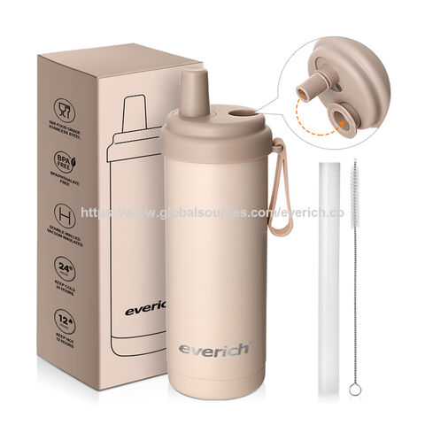Vaso Térmico de Acero Inoxidable de 530 ml (18 oz) Libre de BPA para Sublimación, Taza de Viaje, Botella Deportiva con Pajita