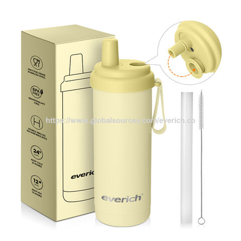 Vaso Térmico de Acero Inoxidable de 530 ml (18 oz) Libre de BPA para Sublimación, Taza de Viaje, Botella Deportiva con Pajita