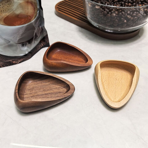 Bandeja de pesaje para granos de café, medidor de nogal, bandeja de pesaje para café, taza medidora, bandeja de distribución en forma de barco para el hogar del proveedor