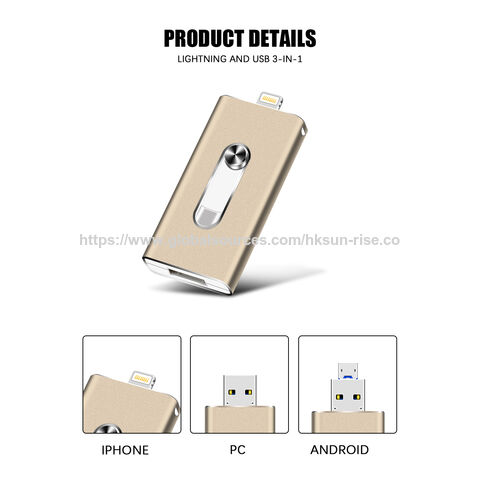 Logo Personalizado 32g 64G 128g 256g 512g USB Flash Drive Pendrive Portátil 4 en 1 OTG USB Flash Drive 16GB USB para Teléfonos Móviles