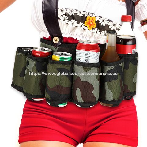 Getränkehalfter für 6 Dosen Wein, Bier oder Softdrinks mit verstellbarem Hüftgurt