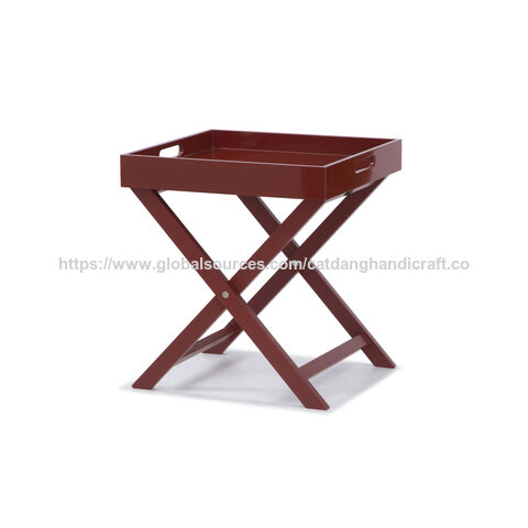 Mesa de Bandeja Dobrável com Preço de Fábrica do Vietname, Mesa de Bandeja de Lacagem Personalizável, Mesas de Centro Compactas