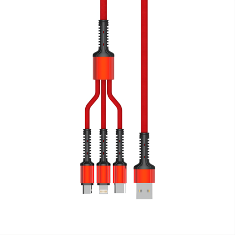 Cable USB 3 en 1 LDNIO para Carga Rápida de Teléfonos Móviles, Cable USB de Nylon de Carga Rápida
