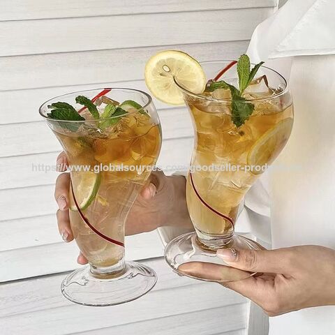 Vaso de Cerveza/Jugo Jumbo en Forma de S Irregular, Hecho a Mano, Transparente y Premium para Fiestas - Vasos de Vino al por Mayor