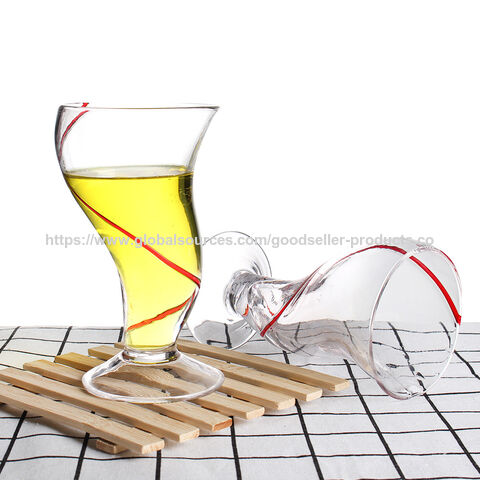 Vaso de Cerveza/Jugo Jumbo en Forma de S Irregular, Hecho a Mano, Transparente y Premium para Fiestas - Vasos de Vino al por Mayor