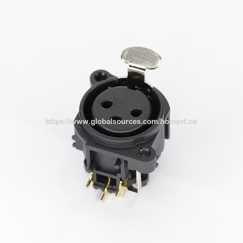 Embase XLR 3 broches avec insertion horizontale à 90 degrés et éclats, interface plaquée or pour équipement audio de scène