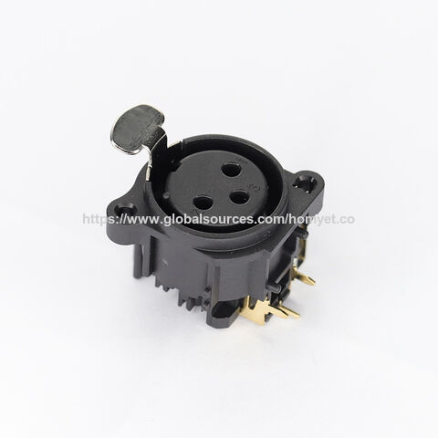 Embase XLR 3 broches avec insertion horizontale à 90 degrés et éclats, interface plaquée or pour équipement audio de scène