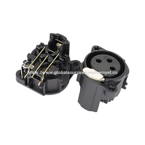 Embase XLR 3 broches avec insertion horizontale à 90 degrés et éclats, interface plaquée or pour équipement audio de scène