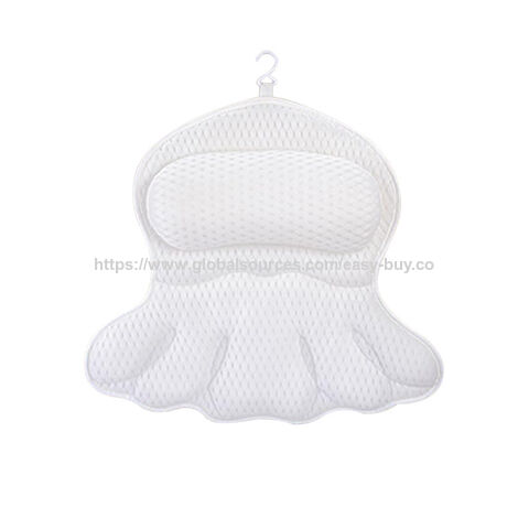 Almohada de Baño Lavable a Máquina, Almohada de Bañera de Malla 3D, Almohada de Bañera con Forma de Mariposa, Almohada con Ventosas
