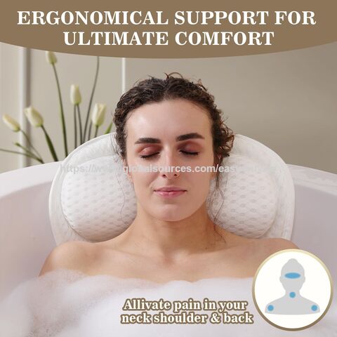 Almohada de Baño Lavable a Máquina, Almohada de Bañera de Malla 3D, Almohada de Bañera con Forma de Mariposa, Almohada con Ventosas