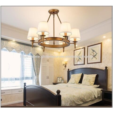 Suspensions style américain, lustres modernes et simples pour salon, chambre et salle à manger, lustres rétro en tissu style campagnard