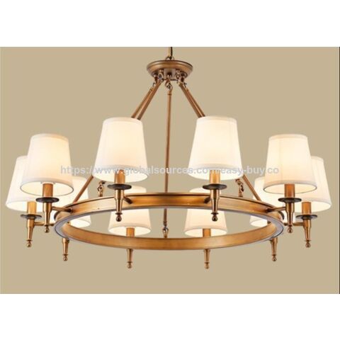 Suspensions style américain, lustres modernes et simples pour salon, chambre et salle à manger, lustres rétro en tissu style campagnard