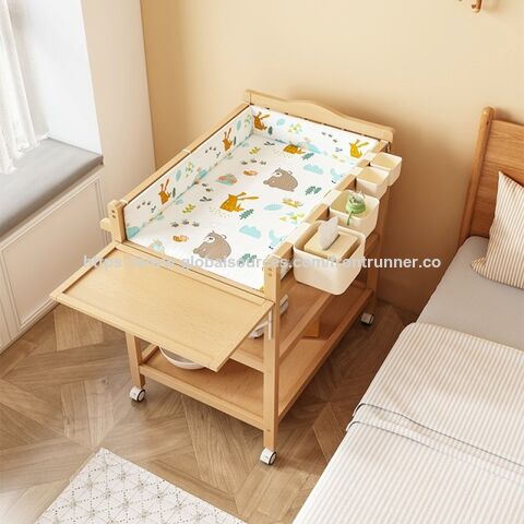 BSCI Audited Wooden Products Supplier Vertical Supplier Chain Wooden Furniture Manufacturer 3 layer Shelf w/Baby Changer Baby Crib