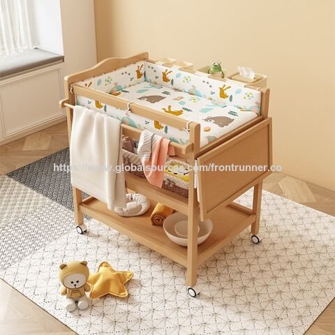 BSCI Audited Wooden Products Supplier Vertical Supplier Chain Wooden Furniture Manufacturer 3 layer Shelf w/Baby Changer Baby Crib