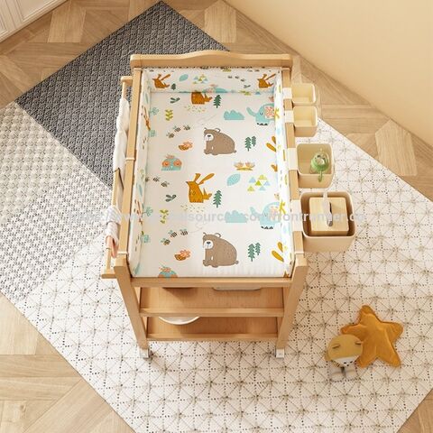 BSCI Audited Wooden Products Supplier Vertical Supplier Chain Wooden Furniture Manufacturer 3 layer Shelf w/Baby Changer Baby Crib