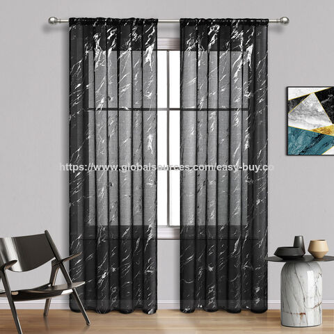 Cortinas de sala de estar terminadas con pantalla de ventana de mármol en relieve plateado con varilla pasante, semi-oscuras