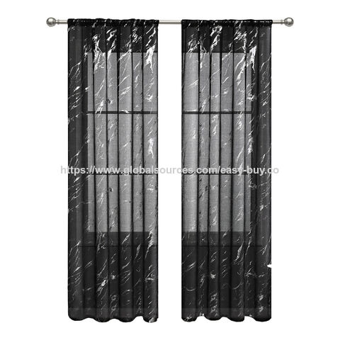 Cortinas de sala de estar terminadas con pantalla de ventana de mármol en relieve plateado con varilla pasante, semi-oscuras
