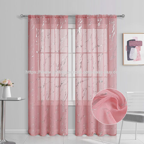 Cortinas de sala de estar terminadas con pantalla de ventana de mármol en relieve plateado con varilla pasante, semi-oscuras