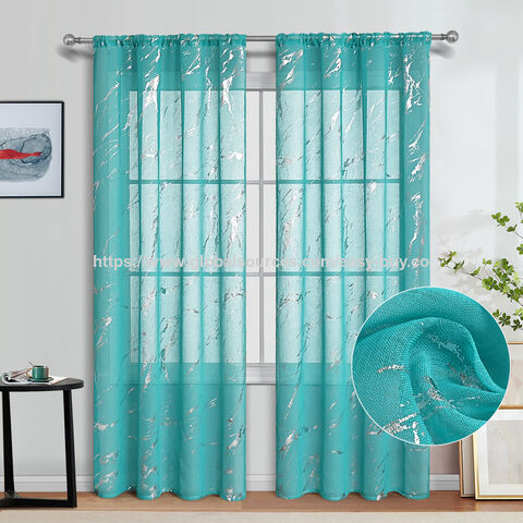 Cortinas de sala de estar terminadas con pantalla de ventana de mármol en relieve plateado con varilla pasante, semi-oscuras