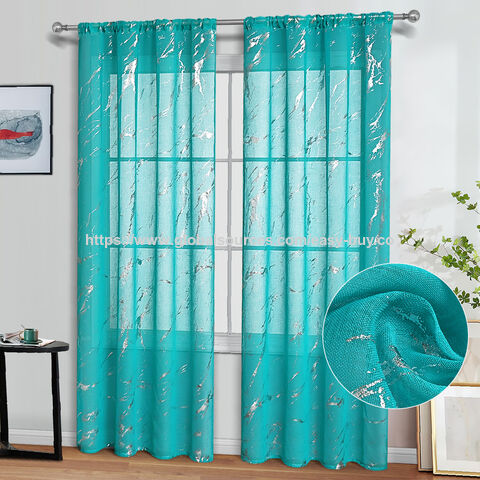 Cortinas de sala de estar terminadas con pantalla de ventana de mármol en relieve plateado con varilla pasante, semi-oscuras