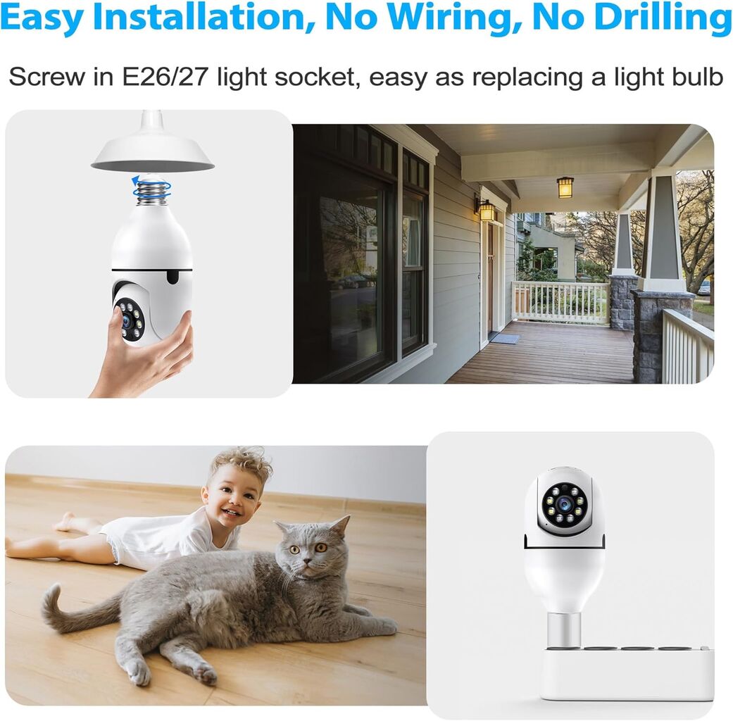2k Light Bulb Security Camera 5g&2.4g Wifi Security Cameras Wireless ...