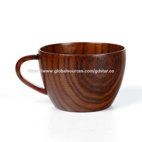 Taza de madera natural ecológica para agua, cerveza, té, leche, desayuno, café - Taza de té de madera