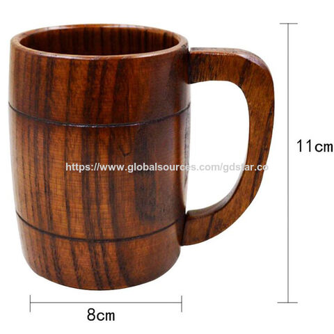 Taza de madera natural ecológica para agua, cerveza, té, leche, desayuno, café - Taza de té de madera