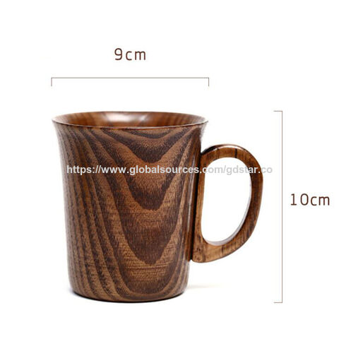 Taza de madera natural ecológica para agua, cerveza, té, leche, desayuno, café - Taza de té de madera
