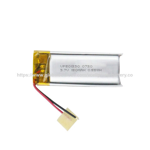 Batería de polímero de litio ultrafina recargable Lipo 3.7V 501230 de tamaño pequeño, 150mAh 200mAh para sensor de dispositivo inteligente y portátil
